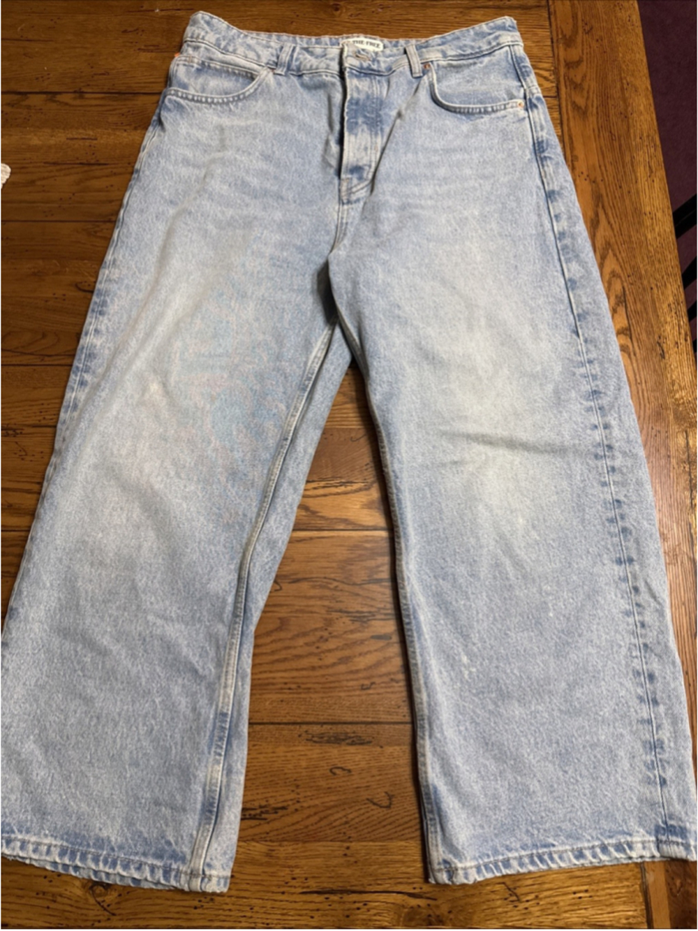 We Free People Deep Trance Boyfriend Blue Jeans Womens 30 Blue Wide Ankle J82